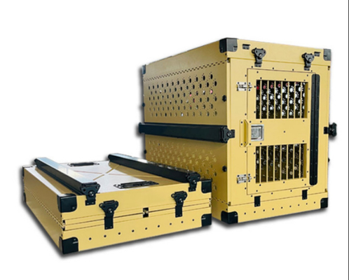 Das caixas dobráveis do cão do curso alumínio resistente inoxidável dobrável verde amarelo