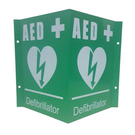 Sinal do AED, sinal dado forma V imprimindo feito sob encomenda da maneira do plástico 3 do PVC do AED dos primeiros socorros