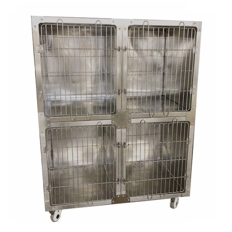 Produtos feitos sob encomenda resistentes/gaiola de aço inoxidável do cão com as 4 rodas do rodízio
