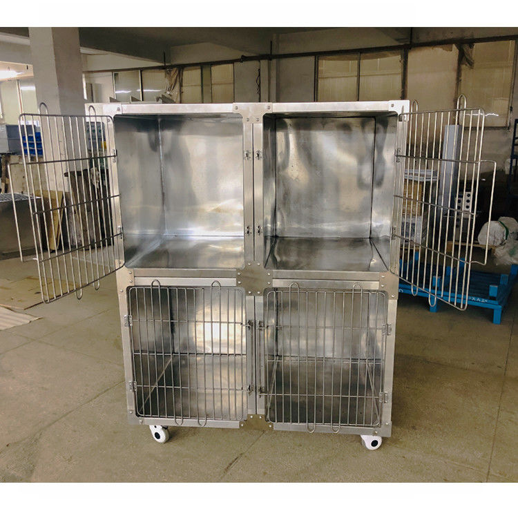 Produtos feitos sob encomenda resistentes/gaiola de aço inoxidável do cão com as 4 rodas do rodízio
